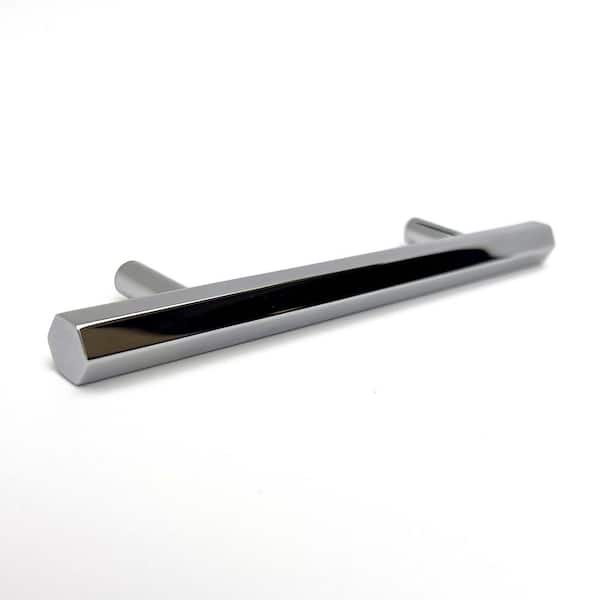 Pyramid Home Decor Brizza 6-5/16 in. (160 mm.) Center-To-Center Solid Satin Brass Hexagon Silver Cabinet Handle Drawer Pull (5-Pack)