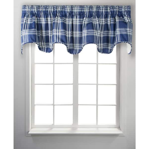 Ellis Curtain Bartlett 17 in. L Cotton Lined Scallop Valance in Blue