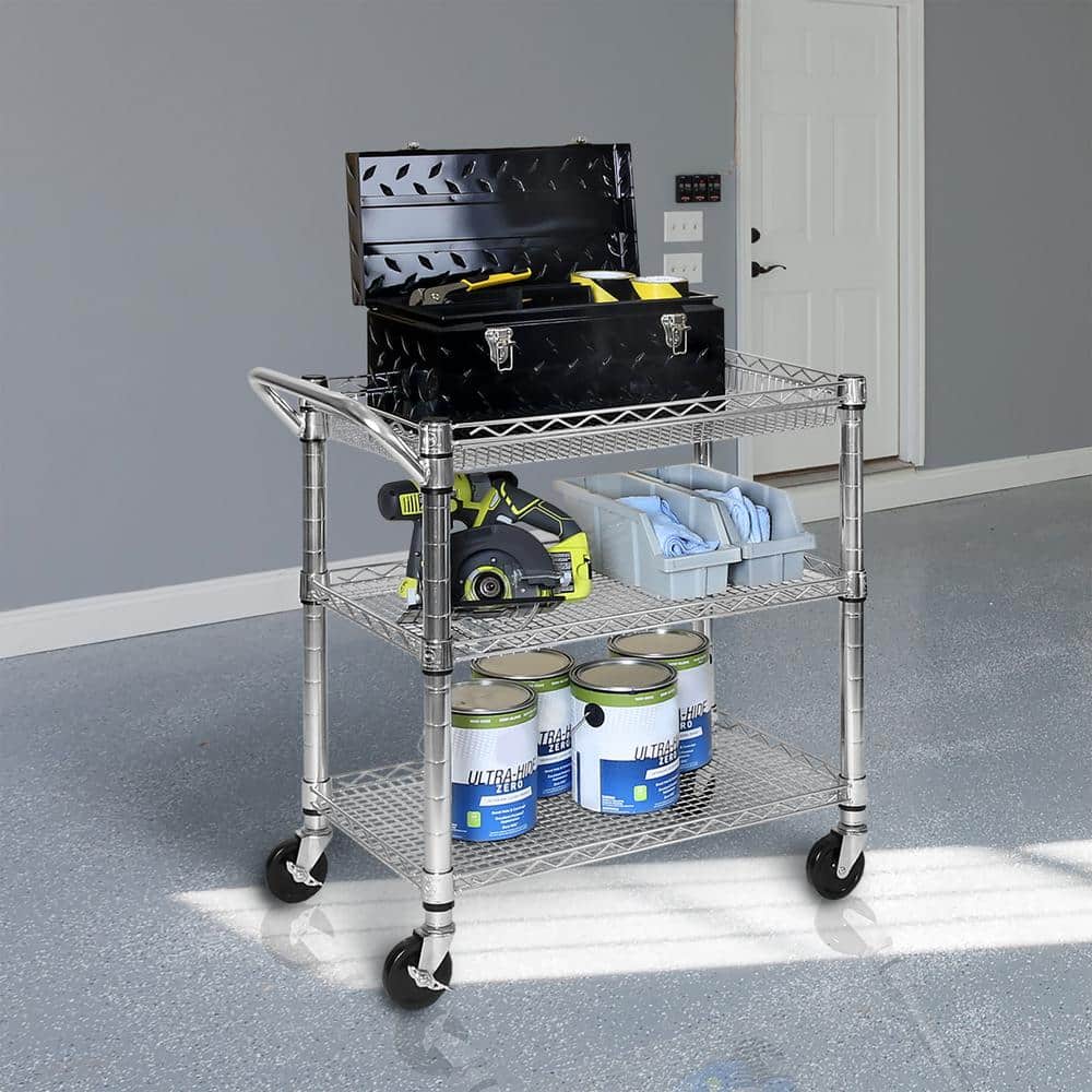 Heavy-Duty UltraZinc Steel Utility Cart with Adjustable Shelves