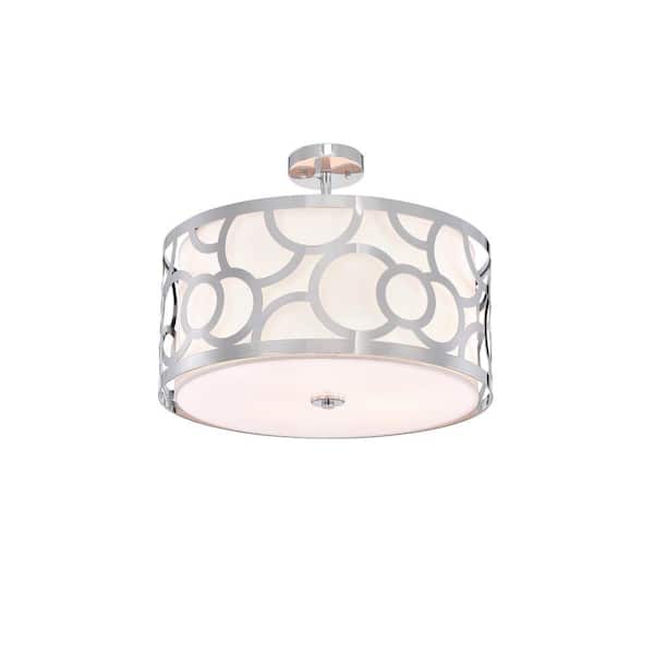Warehouse of Tiffany Norlyn 20 in. 3-Light Indoor Chrome Chandelier with Light Kit
