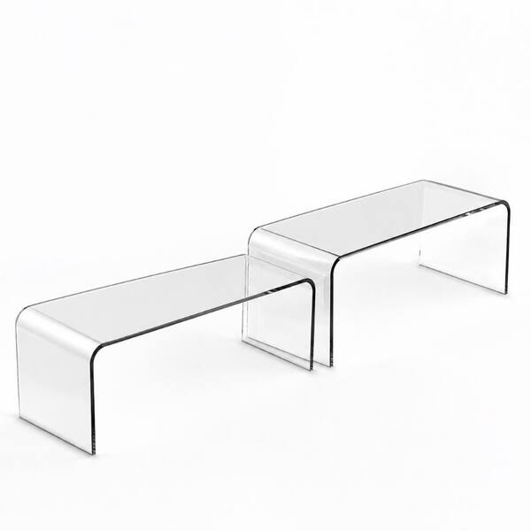 Clear Cabinet Shelf Organizers 2-Pack 11.8 x 4.72 x 4.72 in Acrylic Shelf Risers for Kitchen Spice Rack
