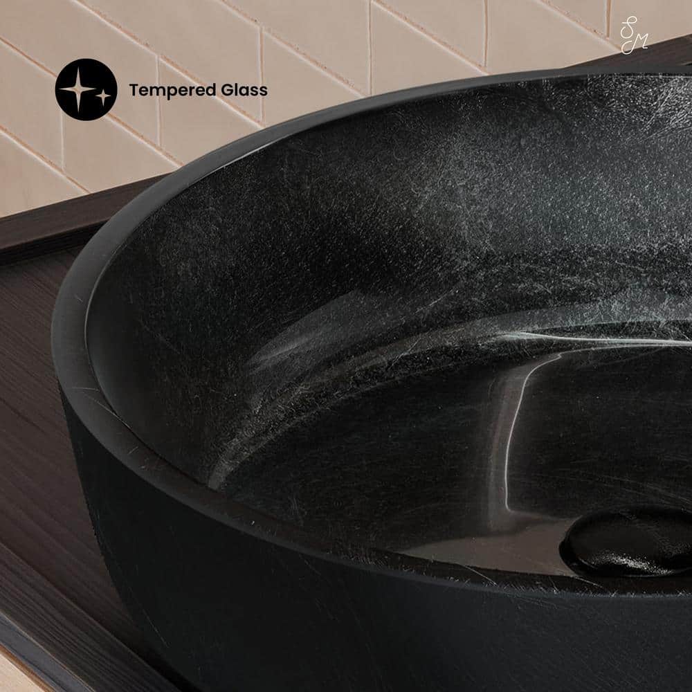 Avallon Black Round Glass Above-Counter Vessel Sink