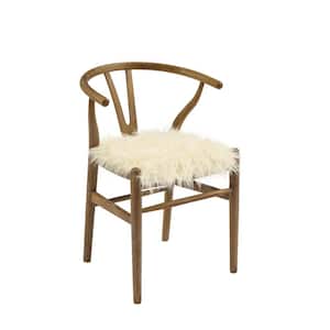 Downing Brown/Gray Washed Faux Fur Fabric Accent Side Chair