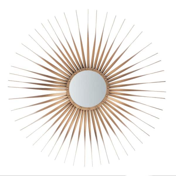 SAFAVIEH Lachlyn Sunburst 33.8 in. X 33.8 in. Gold Framed Mirror