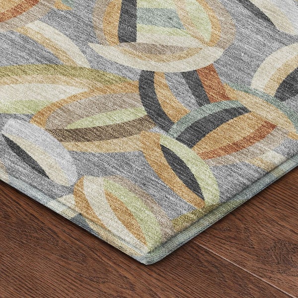 Mayfield Premium Machine Washable Abstract AMF2454 Gray 5 ft. x 7 ft. 6 in. Area Rug