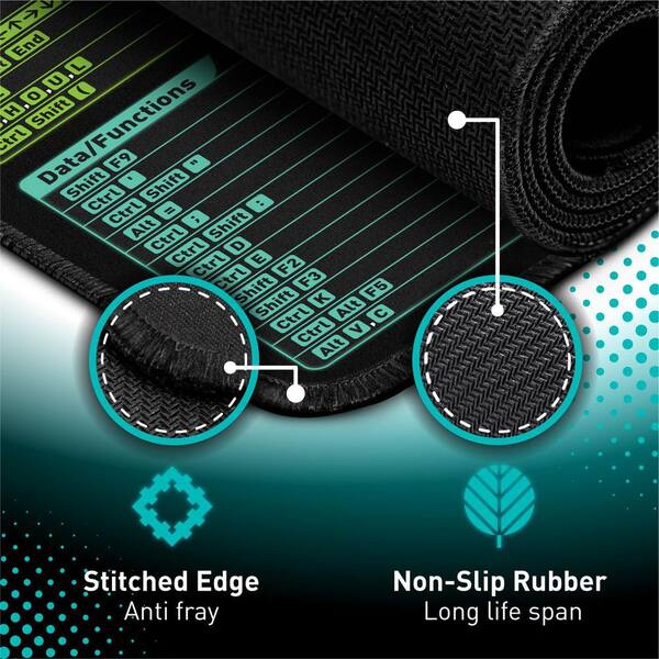 BIBIVIS 31.5 in. L x 11.8 in. W Excel Shortcut Keys Mouse Pad, XL