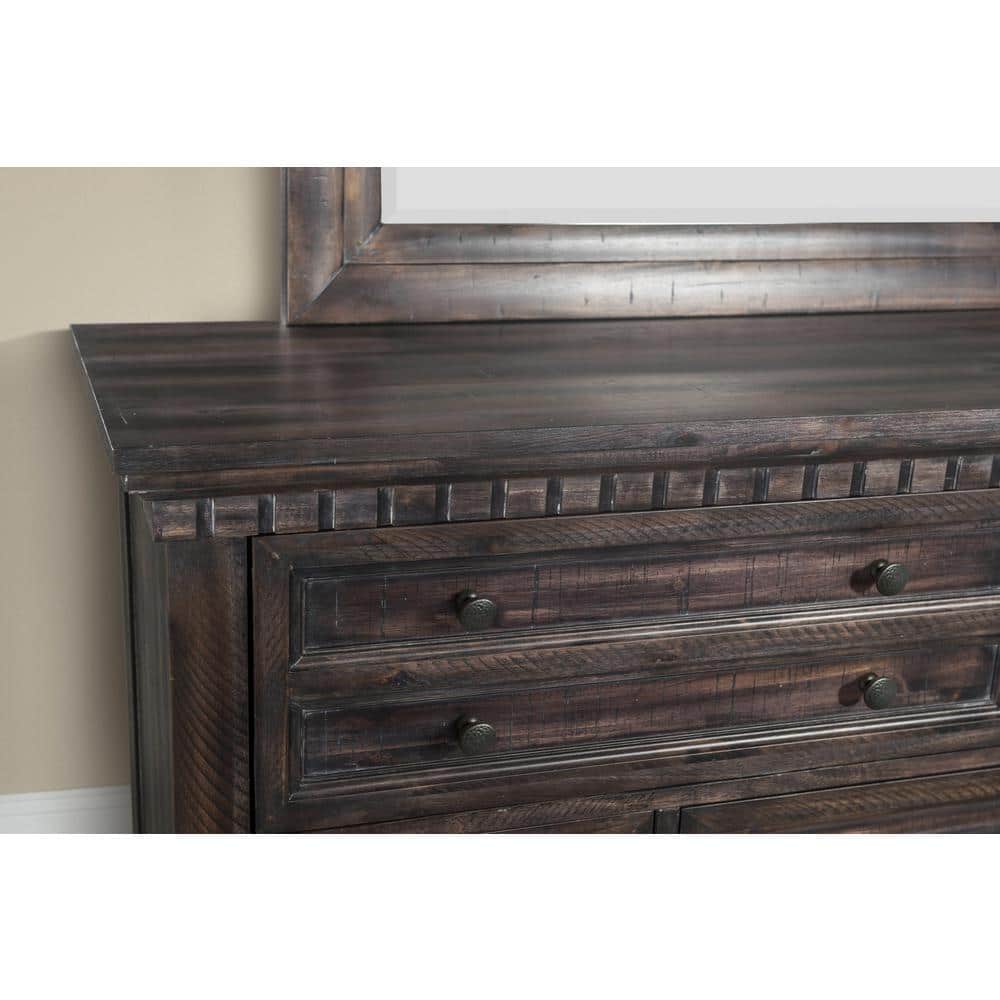 Smokey Walnut 7-Drawer Traditional Dresser with Hidden Compartments