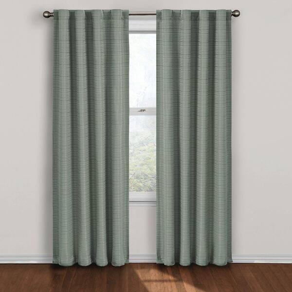 Eclipse Twist Blackout Blue Polyester Curtain Panel, 95 in. Length