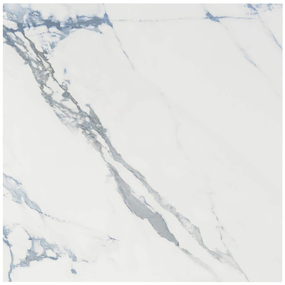 Calacatta Azur 24x24 Matte Porcelain Tile with Blue Veining