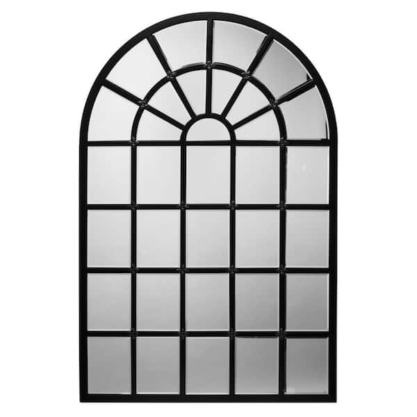 Benjara 20 in. W x 64 in. H Rectangular Black Aluminum Alloy Framed Rounded Full Length Mirror Wall Mirror