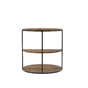 Henvale 24 in. Black Round Wood Top End Table
