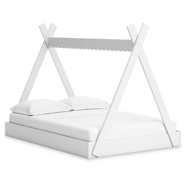 Signature DESIGN BY ASHLEY Hallityn Matte White Full Platform Bed