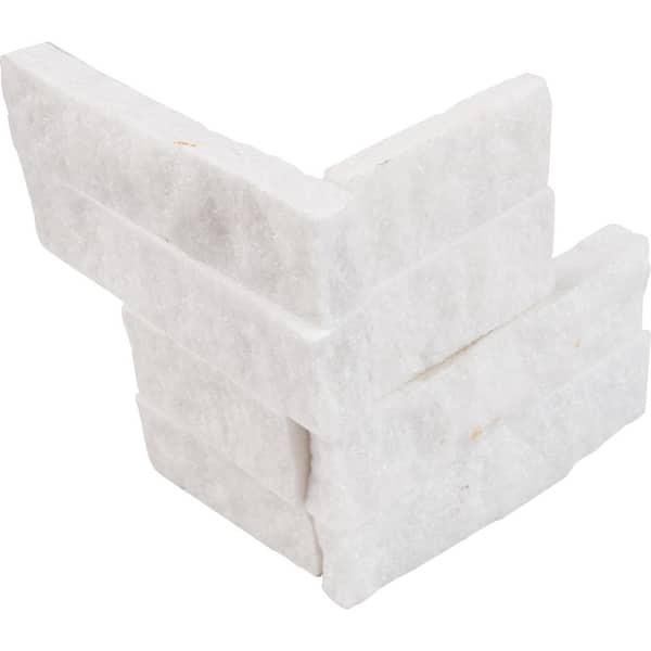 Take Home Tile Sample - Arctic White Ledger Corner 4 in. x 4 in. Natural Marble Wall Tile (0.25 sq. ft.)