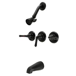 Magellan Triple Handle 1-Spray Tub and Shower Faucet 2 GPM in. Matte Black (Valve Included)