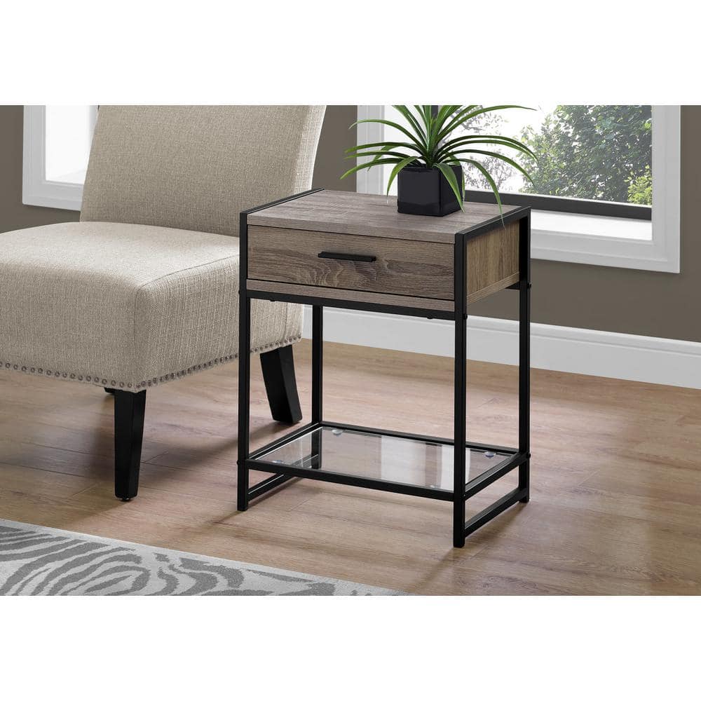 Taupe and Black End Table with a Drawer