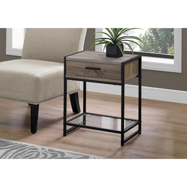 Unbranded Taupe and Black End Table with a Drawer