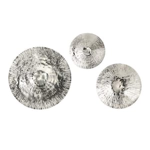 Anky Stainless Steel Silver Textured Oversized Disc, Wall Decor for Living Room Bedroom Entryway Office (Set of 3)