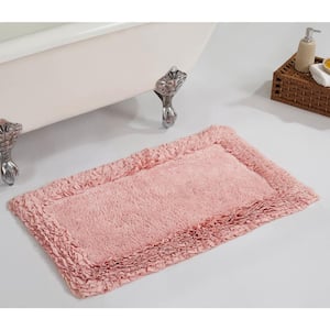 Shaggy Border Collection Pink 21 in. x 34 in. 100% Cotton Bath Rug