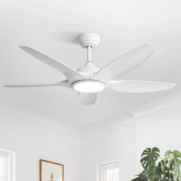 48 in. LED Indoor/Outdoor Modern White Ceiling Fan with Reversible Motor, 6-Speed DC Remote Control