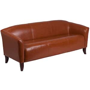 Hercules Imperial 72.8 in. with Square Arms Faux Leather Rectangular 4-Seater Bridgewater Sofa in Cognac Brown