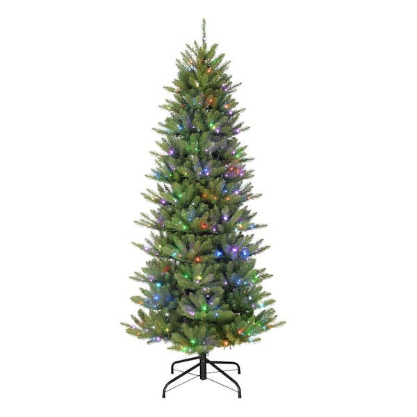 Puleo International Pre Lit 75 Ft Slim Fraser Fir Artificial Christmas Tree With 300 Multi