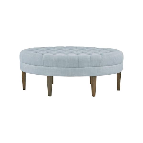 Madison Park Chase Dusty Blue Fabric Surfboard Tufted Ottoman