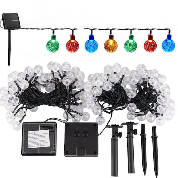 Angel Sar 120 LED 72 ft. Outdoor Solar String Lights with 8 Lighting Modes for Garden Wedding Party Decor, Multicolor (2-Pack)