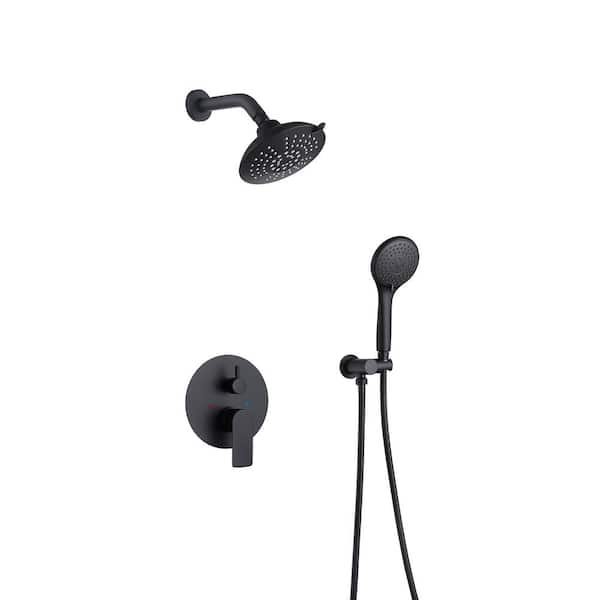 Unbranded Single Handle 5-Spray Shower Faucet 3.5 GPM with Pressure Balance in. Matte Black (Valve Included)
