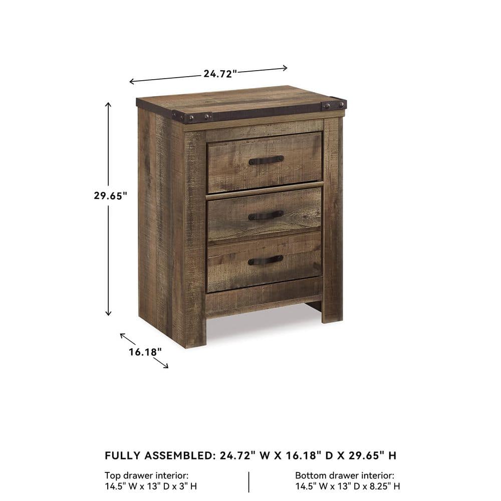 Trinell Brown 2-Drawer 24.72 in. W Nightstands - thumbnail 8
