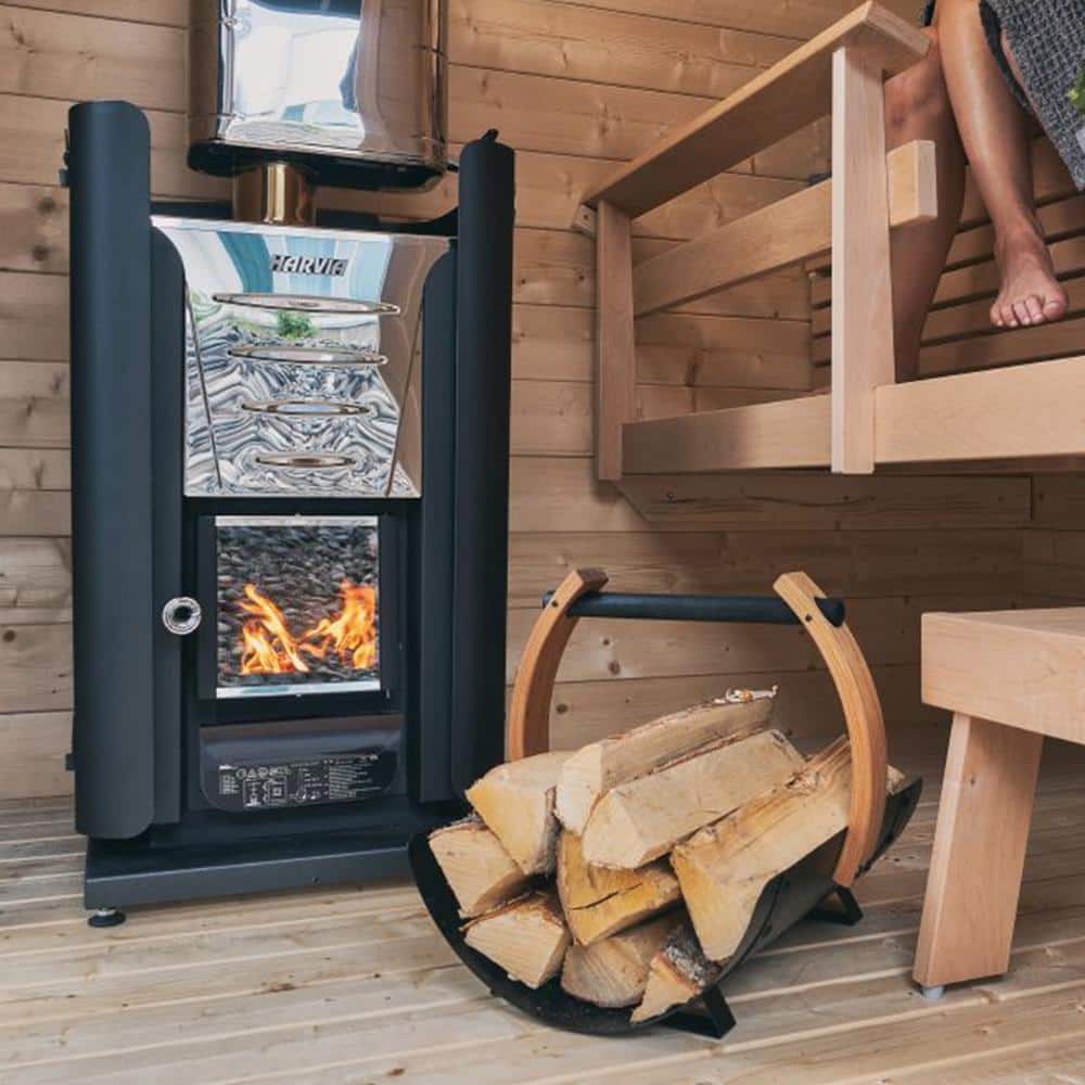 Harvia Stainless Steel Wood Burning Sauna Heater with Chimney Kit
