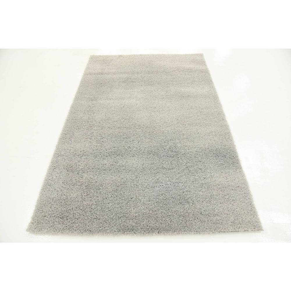 Serenity Soft Shag 4' x 6' Light Gray Rectangular Rug for Kids