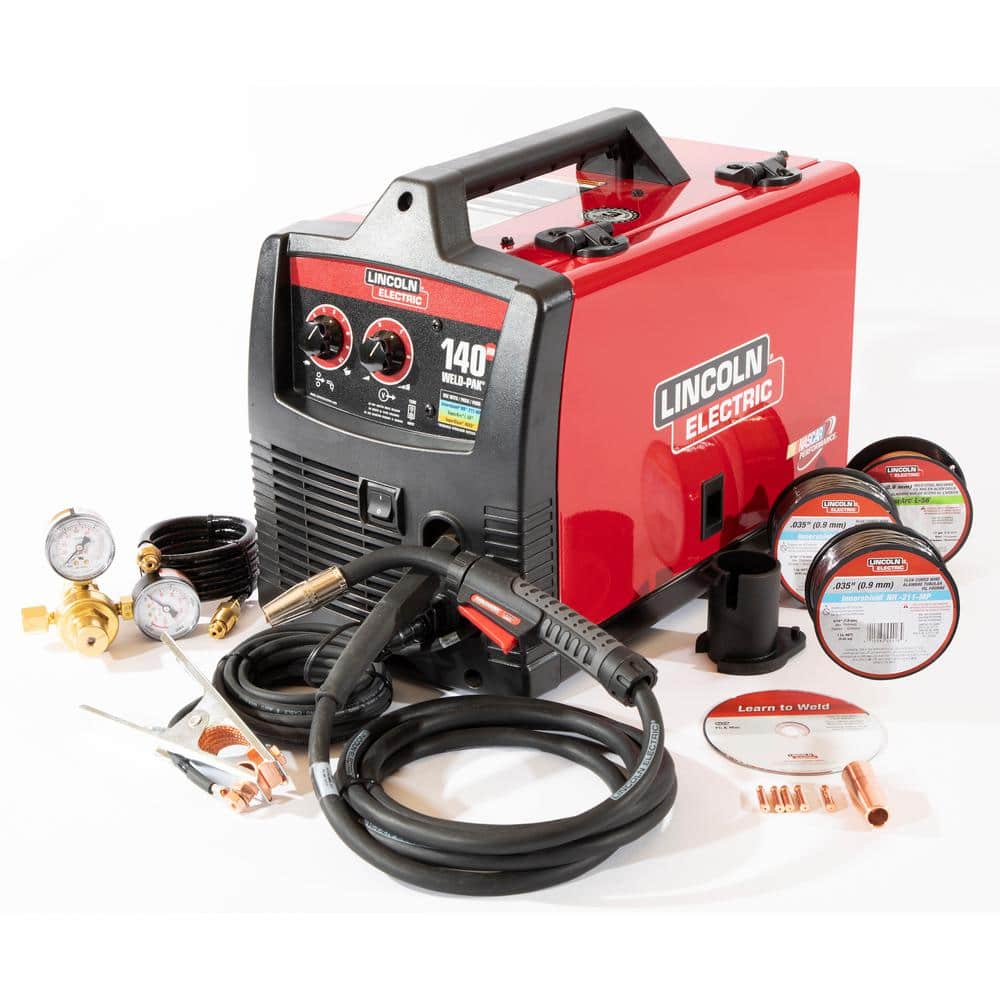 Lincoln Electric 140 Amp Weld Pak 140 HD MIG Wire Feed Welder w/Magnum 100L Gun, Sample Spools - 1 MIG Wire & 2 Flux-Cored Wire 115V -  K5365-32