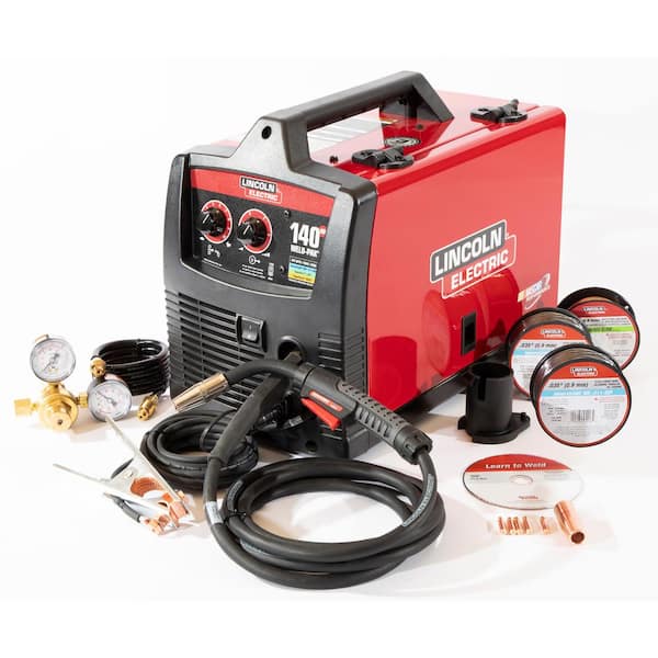 Lincoln Electric 140 Amp Weld Pak 140 HD MIG Wire Feed Welder w/Magnum 100L Gun, Sample Spools - 1 MIG Wire & 2 Flux-Cored Wire 115V