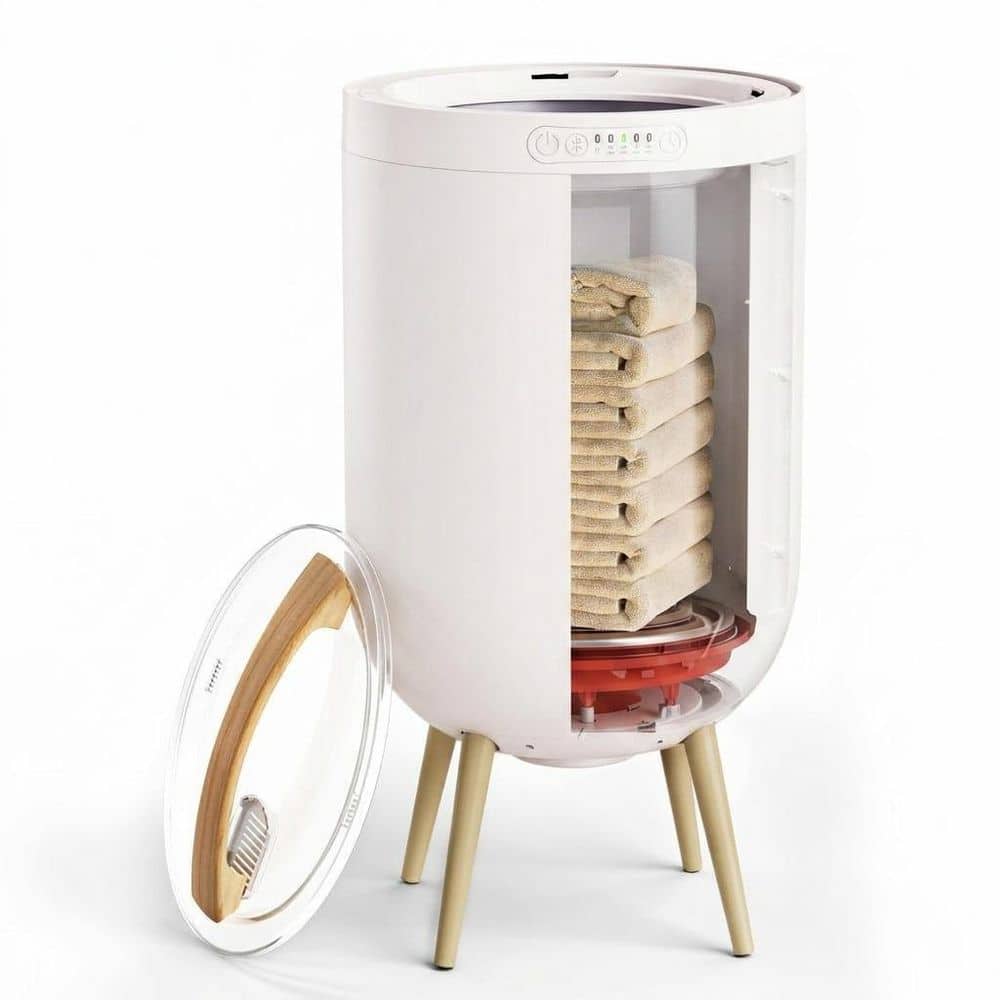 Matte Black 20L Large Heated Towel Warmer Bucket with Wood Handle, Bluetooth Speaker, RGB Light, Fits 2-40 x 70 in.