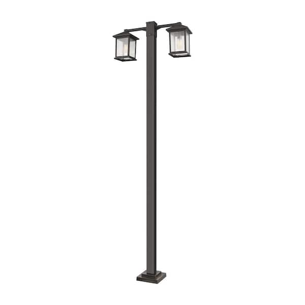 Portland 2-Light Rubbed Bronze 99 in. Aluminum Hardwired Outdoor ...