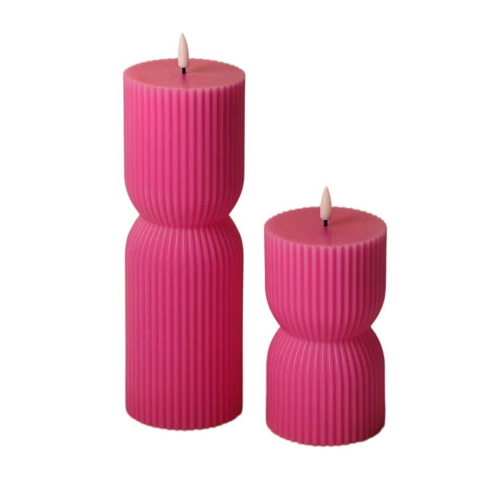 Hot Pink battery-powered flameless LED column candles, with remote control, 2-pack, table decoration, real wax coating. price history on PriceWatchPro