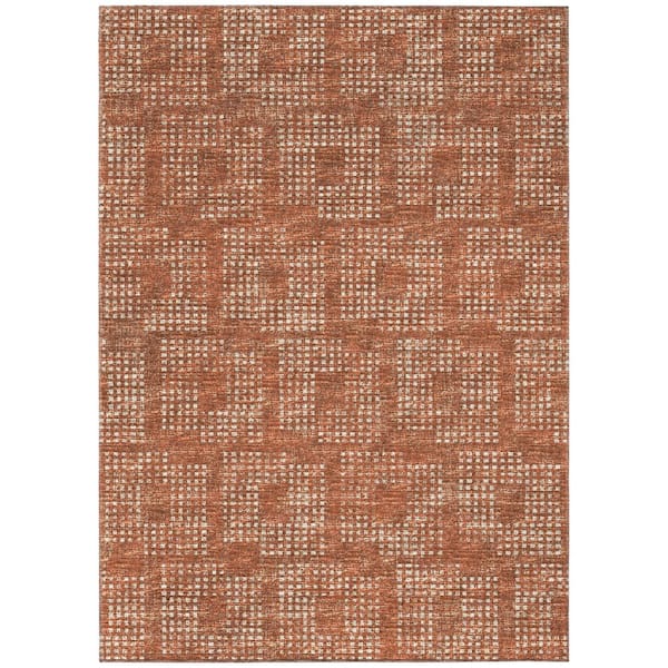 Eleanor Red 10 ft. x 14 ft. Geometric Indoor/Outdoor Washable Area Rug