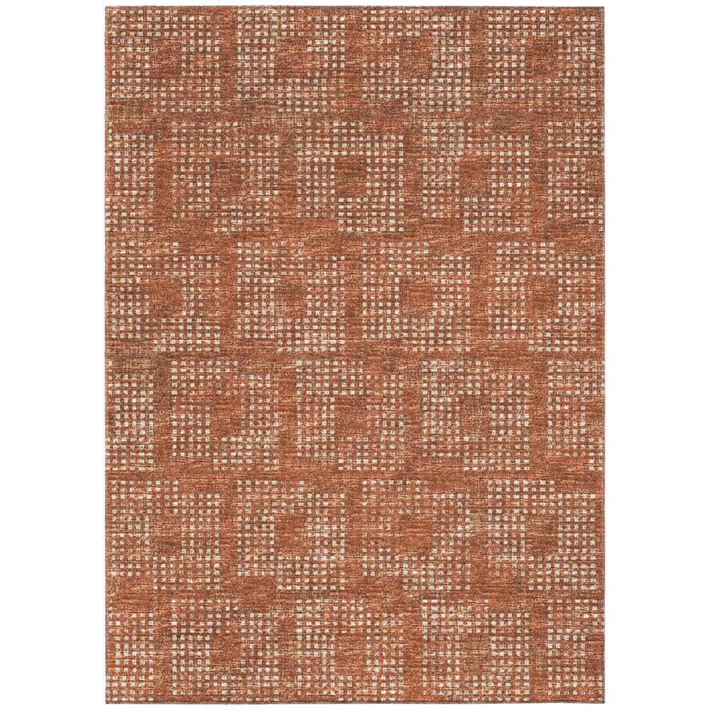 Eleanor Red 9 ft. x 12 ft. Geometric Indoor/Outdoor Washable Area Rug