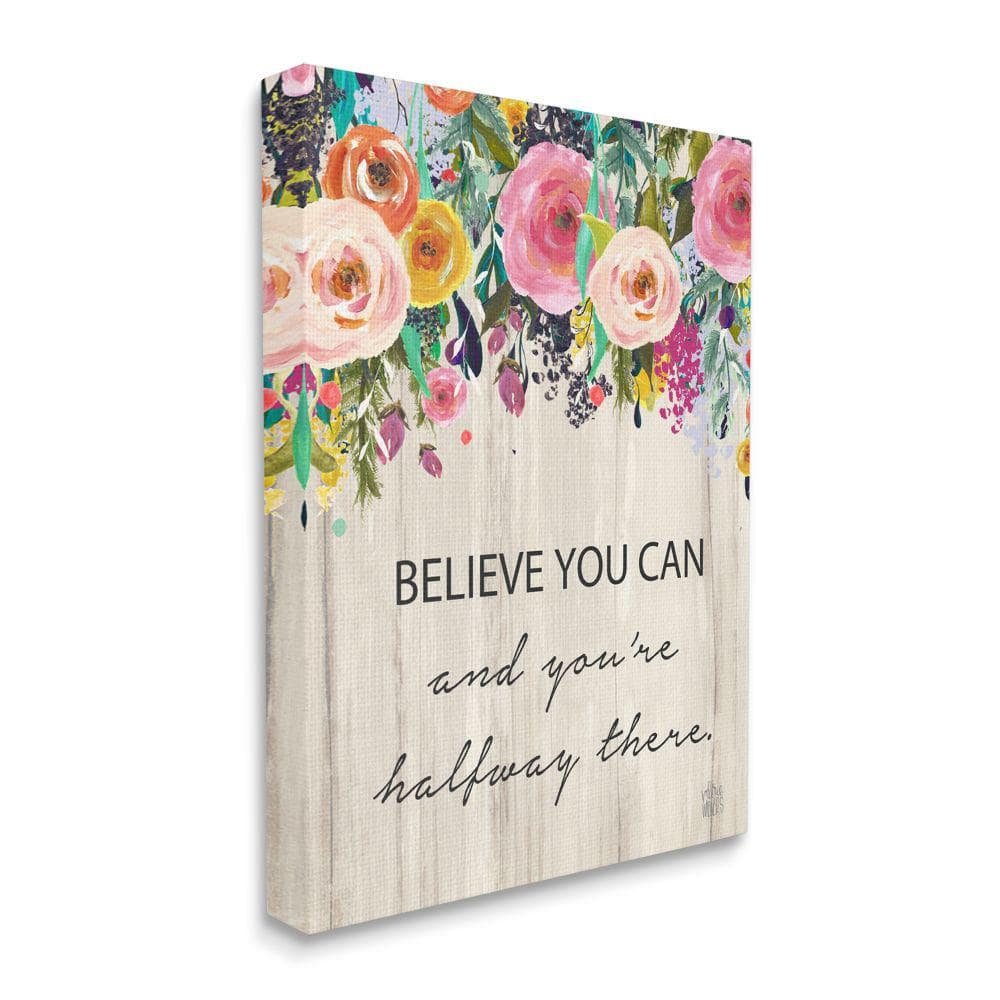 Believe You Can Motto Spring Floral Cascade by Valerie Wieners Unframed Print Nature Wall Art 24 in. x 30 in. price history on PriceWatchPro