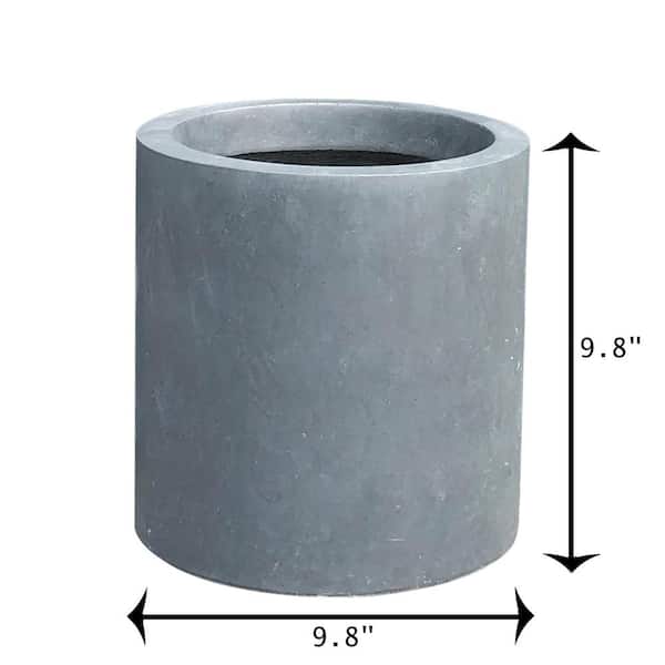 9.8 in. W Round Charcoal Lightweight Concrete/Fiberglass Indoor Outdoor Elegant Planter