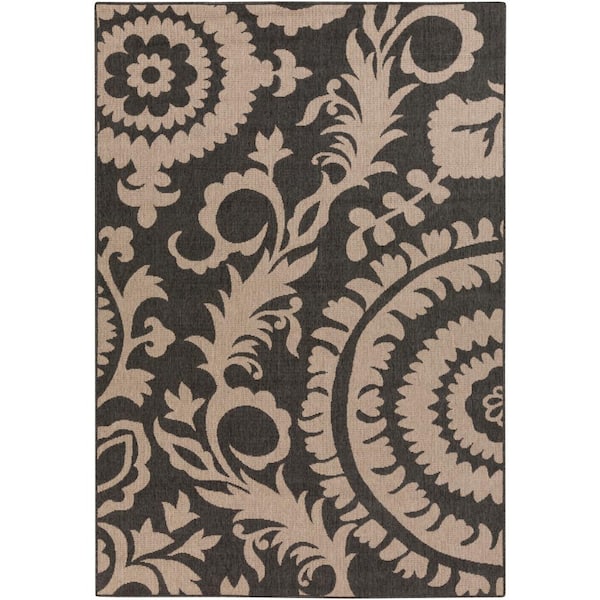Livabliss Big Pine Black 4 ft. x 6 ft. Indoor/Outdoor Patio Area Rug