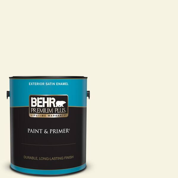 BEHR PREMIUM PLUS 1 gal. #M340-1 Cauliflower Satin Enamel Exterior Paint & Primer