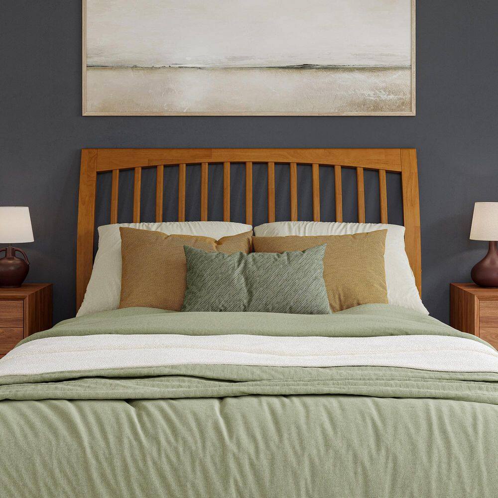 Orleans Queen Light Toffee Wood Platform Bed with Slatted Headboard
