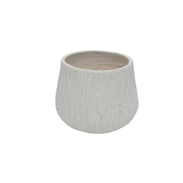 Aveline Large 11 in. Dia Light Grey MGO Round Indoor and Outdoor Planters with Drainage Holes (1-Pack)