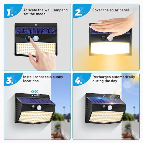 Small Warm White Plastic Solar Motion Sensor Outdoor Wall Lights