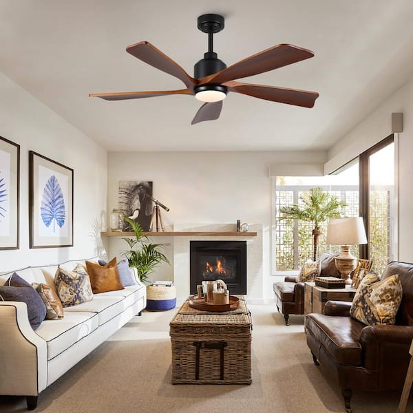 Sevenine TeakAura 52 in. Indoor Matte Black Standard Ceiling Fan