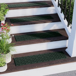 Waterhog Cordova Evergreen 8.5 in. x 30 in. PET Polyester Indoor Outdoor Stair Tread Cover (Set of 4)