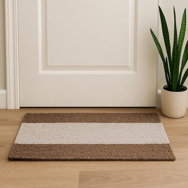 2 ft. x 3 ft. Brown And Beige Jute Striped Hand Woven Area Rug