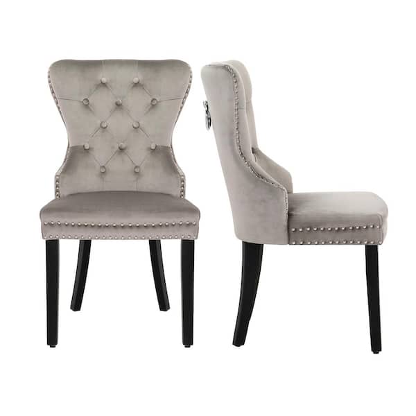 WESTINFURNITURE Brooklyn Gray Tufted Velvet Dining Side Chair (Set of 2)