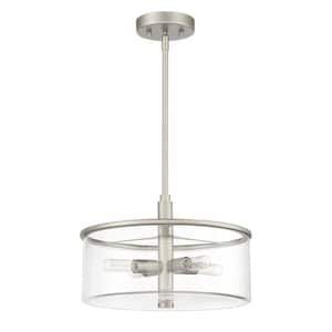 Hailie 60-Watt 1-Light Satin Nickel Finish Dining/Kitchen Island Pendant Light w/ Clear Glass Shade, No Bulbs Included